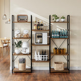 NUMENN Triple Column 4 Tier Bookshelf, Bookcase with 11 Open Display Shelves, Adjustable Rustic Industrial Style Book Shelves, Modern Bookshelves for Bedroom, Living Room and Home Office, Vintage NUMENN