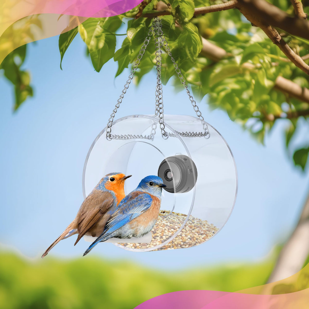 Bird Feeder with Camera Smart Backyard House Camera with Live View Instant Arrival Alerts Auto Capture Video Outside Wild Watching cam Gift for Bird Lovers SOFIDA