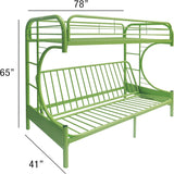 BOWERY HILL Build-in Side Ladders Twin Over Full Futon Metal Bunk Bed in Green BOWERY HILL