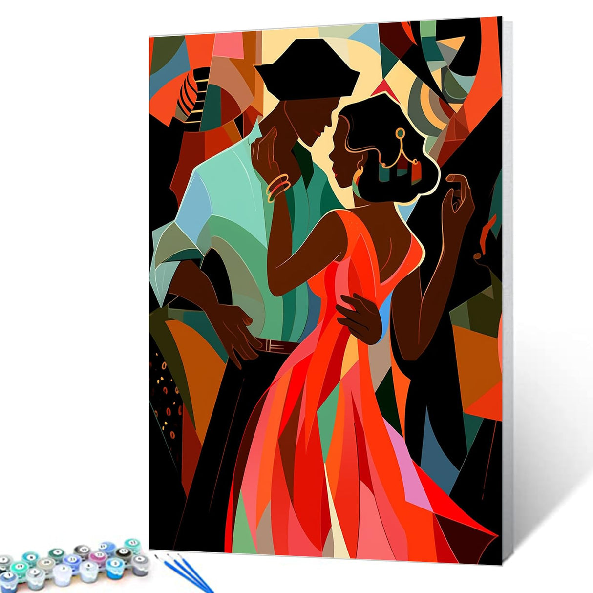 TUMOVO African Woman and Men Painting Romantic Couple Dancing Paint by Number Kits 16 x 20 inch Canvas DIY Abstract Oil Acrylic Art for s Adults Beginner with Brushes Nordics Pop Pictures(DIY Frame) TUMOVO