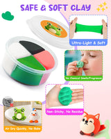 Air Dry Clay Kit 12 Animals, Modeling Clay 12 Boxes for Kids with Sculpting Tools and Tutorials, Model Magic Soft & Odorless, DIY Art Crafts Gifts for Party Favors Classroom Travel Roewioka