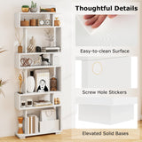 Tangkula 6-Tier S Shaped Bookcase, 64" Tall Modern Geometric Bookshelf with Anti-Tipping Kit, Home Office Freestanding Decorative Storage Display Shelf Room Divider for Living Room Study (2, White) Tangkula