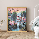 Plum Blossom Paint by Numbers Adults,Waterfall Paint by Number Canvas for Adults,Adult Paint by Number Kits on Canvas,DlY Paint by Number Adult for Gifts Home Wall Decor 16x20inch HITIRECOVI