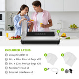 [Updated 2025] Bonsenkitchen Vacuum Sealer Machine + 40 Vacuum Bags, Fast-Compact/Multi-Functional Food Vacuum Sealer with External Vacuum System, Silver Bonsenkitchen