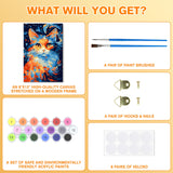 Bowetile Cat Paint by Numbers for Adults Beginners Framed, Easy Adults' Paint-by-Number Kits, DIY Adult Paint by Number Kits on Canvas, Animals Acrylic Number Painting for Home Decor, 8x12in Bowetile