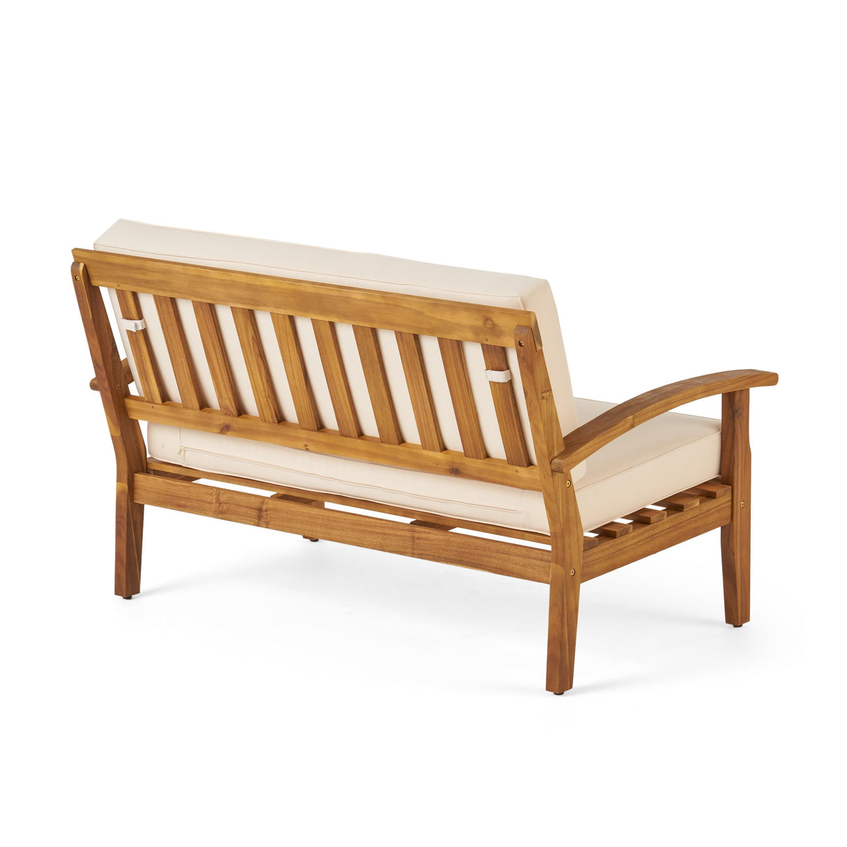 Christopher Knight Home Peyton Outdoor Acacia Wood Loveseat and Coffee Table Set with Water Resistant Cushions, Teak Finish / Beige Christopher Knight Home