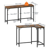HOOBRO 63" Long Narrow Bar Table, Rectangular or L-Shaped Assembly Counter Height Bar Table, Vintage Industrial Style, for Living Room, Kitchen, Dining Room, Rustic Brown and Black BF69BT01 HOOBRO