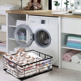 TOPZEA Black Metal Food Storage Basket for Pantry Organization, Large Steel Wire Farmhouse Basket Organizer Bin with Handles for Organizing Bathroom, Kitchen, Shelf, Cabinet, 16"x 12.5"x 6" TOPZEA