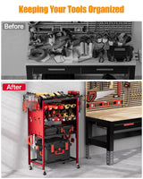 FHXZH Power Tool Organizer with Wheels - Garage Power Tools Storage Cart, Large Rolling Drill Holder Cordless Battery Storage, Heavy Duty Floor Standing Utility Rack Gift for Men, Husband, Father FHXZH