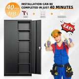 INTERGREAT Metal Wardrobe Closet, 72" H Storage Armoires Cabinet with Lockable Doors and Hanging Rod, Armoire Wardrobe Closet with 4 Shelves for Home Office, Warehouse, Garage, Black INTERGREAT