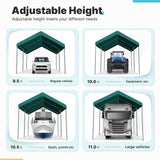 ADVANCE OUTDOOR 10x15 ft Heavy Duty Carports Potable Car Canopy Garage Party Tent Boat Shelter, Adjustable Height from 9.5 ft to 11 ft, Green ADVANCE OUTDOOR