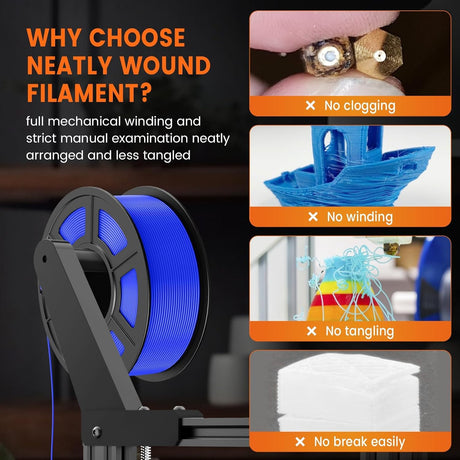 TECBEARS PETG Filament 1.75mm, 3D Printer Filament Bundle 10KG, 1kg per Spool, 10 Colors, Black+Transparent+White+Blue+Green+Orange+Red+Grey+Purple+Brown TECBEARS