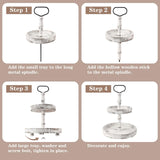 ASMPCUE 2 Tiered Tray Stand, Farmhouse Tiered Tray Stand with Metal Handle for Home Kitchen Decor, Wooden Rustic Two Tiered Serving Tray Coffee Table Tray for Holiday, Tray ONLY(Distressed White) ASMPCUE