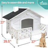 Critter Sitters 27'' Pet House with Porch, Weather-Resistant Dog House for Animals up to 44 Pounds, Waterproof Outdoor Dog House, Ideal for Cats, Dogs, and Rabbits, White Fir Wood Dog Houses CRITTER SITTERS
