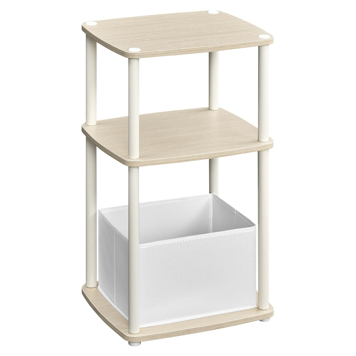 SONGMICS HOME Side Table, 3-Tier Nightstand with Storage, End Table with Fabric Basket, for Bedroom, Living Room, Steel Frame, Superfast Toolless Assembly, Modern, Natural Beige ULET286N01 SONGMICS HOME