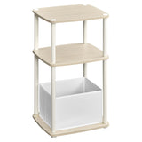 SONGMICS HOME Side Table, 3-Tier Nightstand with Storage, End Table with Fabric Basket, for Bedroom, Living Room, Steel Frame, Superfast Toolless Assembly, Modern, Natural Beige ULET286N01 SONGMICS HOME