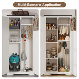 72''H Tall Kitchen Pantry with 2 Barn Doors, Farmhouse Storage Organizer with Adjustable Shelves, Tall Freestanding Cabinet for Kitchen, Dining/Living/Utility Room/Bathroom/Garage, White Vabches