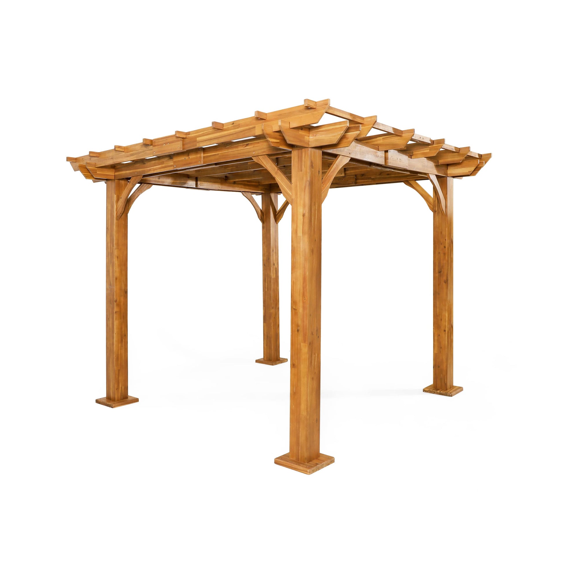 Thayer Outdoor 10' x 10' Pergola - Acacia Wood - Teak - WoodArtSupply