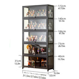 Curio Display Cabinet with Acrylic Glass Door 1-5 Tier Display Cabinet Natural Bamboo Display Cases for Collectibles High Capacity Storage Cabinet with Flip-top Door Strong Load-Bearing Capacity JSWHYBD