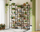 Casaottima Triple 6 Tier Bookshelf, Large Bookcase with 17 Open Display Shelves, Modern Industrial Book Shelves Book Case for Bedroom, Wide Standing Shelving Unit for Living Room Home Office, Vintage Casaottima