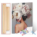 Tucocoo Fashion Girl with Flowers on Head Paint by Numbers for Adults Modern Art Style Figure Lady Painting by Numbers for Adults Beginner Acrylic Oil Painting Set with Frame-16''Wx20''H Tucocoo