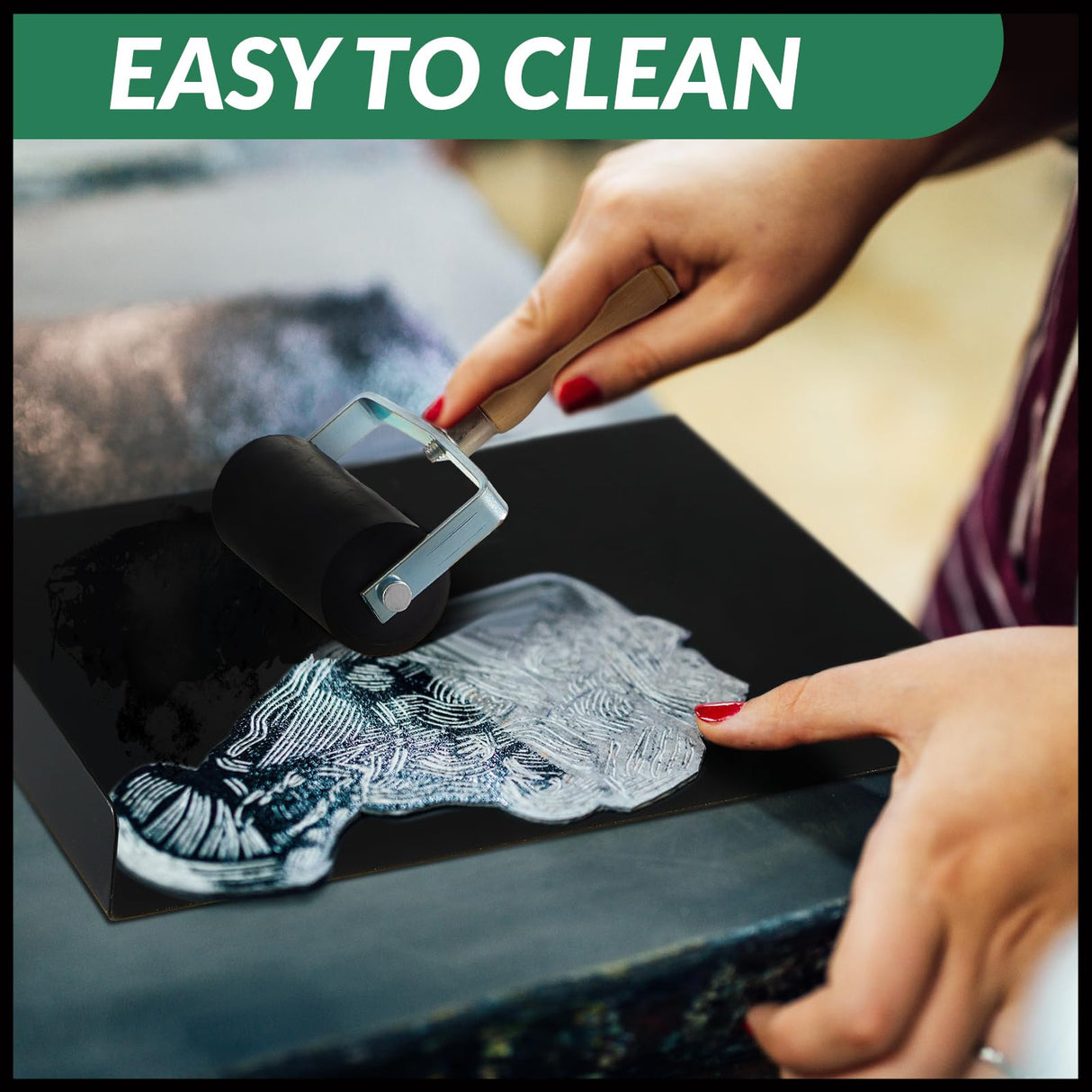 Suzile Block Printing Kit Include 1 Pcs Bench Hook and Inking Plate 2 Pcs Linoleum Block 1 Set Linoleum Cutter with 6 Type Blades 1 Brayer Roller for Carving Printmaking Stamp Tools Suzile