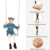 Classic Wooden Tree Swing Seat,Outdoor Tree Swing for Adults and Kids,Wooden Swing Seat with Strong Rope,Indoor/Outdoor Swing Seat for Garden, Patio, or Front Porch YAERSI