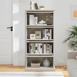 Farmhouse Kitchen Pantry Cabinet, Curio Cabinet, Credenza Storage Cabinet, Tall Book Shelf with Doors, Display Cabinet with Glass Doors for Bedroom, Living Room and Home Office (Antique White) Plturdke