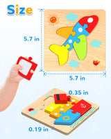 Yetonamr Wooden Toddler Puzzles Gifts Toys for 1 2 3 Years Old Boys Girls, 4 Vehicle Shape Montessori Toys Educational Blocks Kids Toys Gift Baby Learning Toy Age 1-3, 2-4 Yetonamr