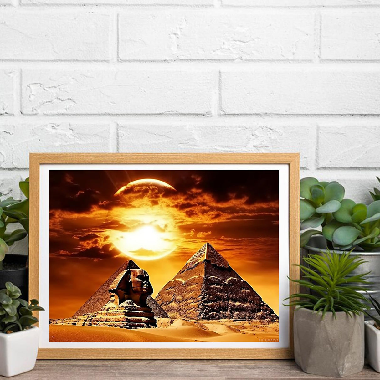 TUTUMAY21 Diamond Art Painting Ancient Egypt Modern Pyramid Sphinx Wonder of The World Egypt Giza Kit for Adults by Number Kits Gem Art Wall Home Decor 12x16 inch TUTUMAY21