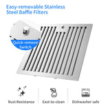 JOEAONZ 36 inch Island Range Hood 700CFM Black Painted Stainless Steel, Gesture & Touch Control Panel Ceiling Mount Kitchen Vent Hood Ducted/Ductless Convertible Extractor, Exhaust Fan 4 LED Lights JOEAONZ