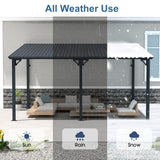 COBANA 10' x 14' Large Gazebo, Hardtop Wall Mounted Lean to Gazebo Pergola with Metal Roof for Patio, Deck, Backyard COBANA