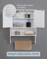 Kavonty Over The Toilet Storage Cabinet,Farmhouse Medicine Cabinet with 2 Door and Adjustable Shelves,21.65 x 7.1 x 27.6 Inches, Bathroom, White Kavonty