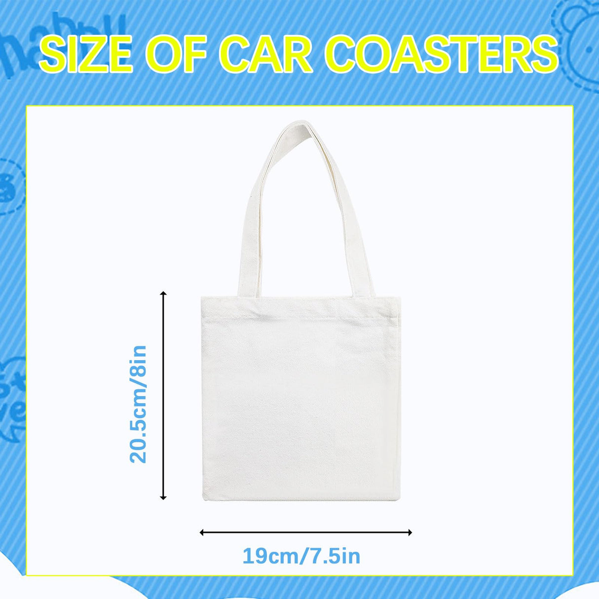 OKBA 20 Pcs 8X7.5 Inch Sublimation mini tote bags,Blank Canvas Tote Bags Reusable Grocery Bags, small tote bags for kids DIY (White) OKBA