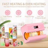 Whubefy Auto Tumbler Heat Press Machine, Pink Mug Heat Press for 10-30oz 2.9-3.34 Inch Heating Even & Fast, PRO Tumbler Press Machine with Starter Kit, Sublimation for Tumbler, Glass Jar, Can & Mugs Whubefy