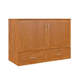 AFI Hamilton Full Murphy Bed Chest with Mattress, Storage, and Built-in Charger in Light Toffee AFI