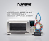 Nuwave Bravo Air Fryer Toaster Smart Oven, 12-in-1 Countertop Convection, 30-QT XL Capacity, 50°-500°F Temperature Controls, Top and Bottom Heater Adjustments 0%-100%, Brushed Stainless Steel Look Nuwave