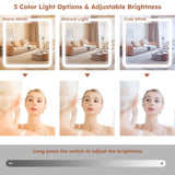 Leavader Vanity Desk Set with Lighted Mirror and Stool, Makeup Table with Sliding LED Lighted Mirror-3 Color Models, Makeup Desk with 6 Drawers & Shelves & Cushion Stool, Dressing Table for Home Apt Leavader