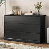 Seeday Dresser for Bedroom, Modern Wooden Dresser Closet Dressers,6 Drawer Dressers for Living Room, Entryway, or Hallway, Black Seeday