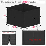SunCula Replacement Gazebo Curtains Universal Privacy Shade Curtains 4-Panels sidewall with Zipper Outdoor Curtains (12'x16', Black, Only Curtains) SunCula