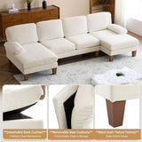 VINGLI 110" Sectional Couches for Living Room,U Shaped Couch with Double Chaise, 4-Seat Sofa Set with Chenille Fabric for Home Furniture,Beige VINGLI