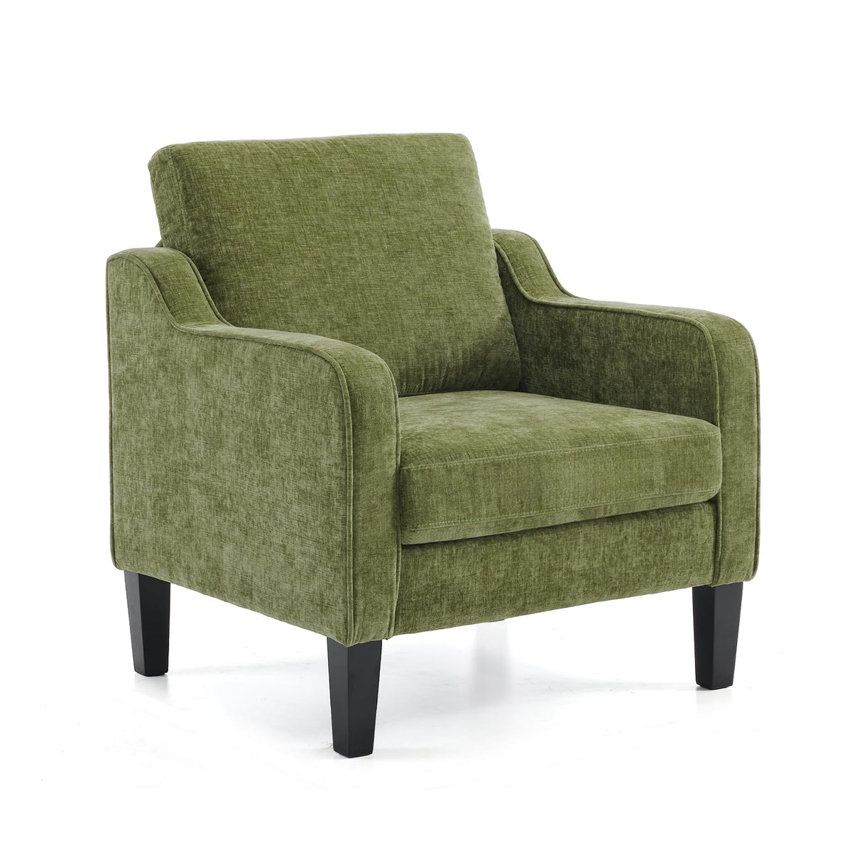 VINGLI Accent Chair for Living Room Chairs Olive Green Reading Chair for Bedroom Scooped Arm Chair Mid Century Modern Accent Chairs Upholstered Comfy Chair for Apartment, Waiting Room VINGLI