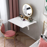 IFANNY Wall Mounted Folding Desk, Fold Down Desk Drop Leaf Table, Laundry Folding Table, Wood Floating Desk for Wall, Foldable Computer Desk Wall Mount, Wall Desks for Small Spaces (White) IFANNY