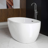 WOODBRIDGE 59" Acrylic Freestanding Bathtub Contemporary Soaking Tub, White Acrylic (Chrome Drain/Overflow),BTA1518 -C-Drain &O WOODBRIDGE