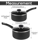 Utopia Kitchen Nonstick Saucepan Set with Lid, 1 Quart and 2 Quarts Multipurpose Pots Set for Home Kitchen or Restaurant (Grey-Black) Utopia Kitchen