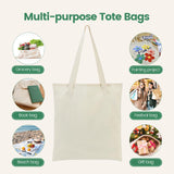 Carbrea 12 Pack Canvas Tote Bag - Lightweight Thin Tote Bags Bulk Blank Shopping Reusable Grocery Bags for DIY Gift Sublimation Activity - Beige Carbrea