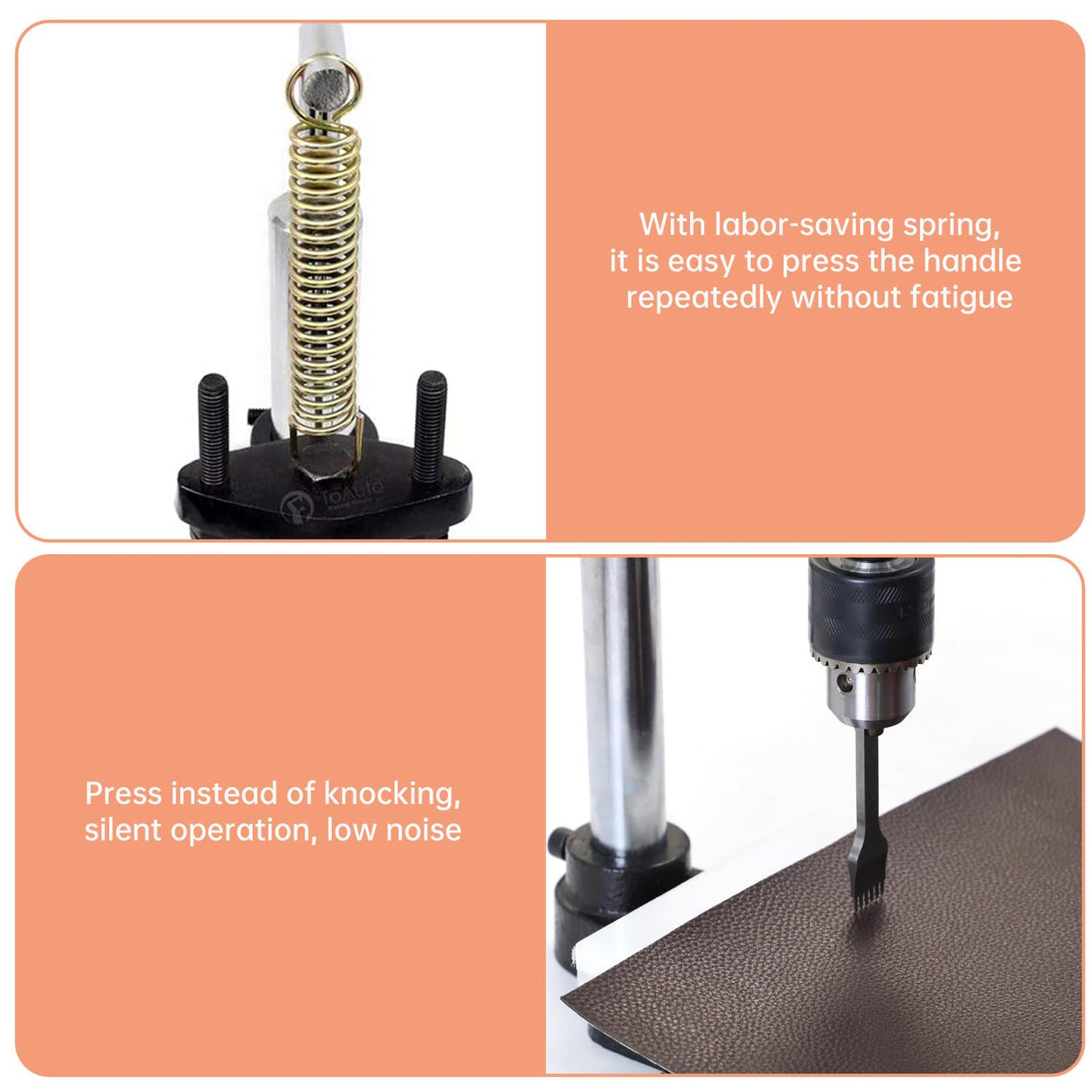 Leather Hole Puncher Hand Punching Machine Manual Press Puncher Punch Tools for DIY Craft (with Chuck, PP Plate and Aluminum Plate) (Style D) FASTTOBUY