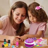 Amagoing Kids Nail Polish Set for Girls, All-in-One Nail Art Kit with Storage Box Ages 6-8, Non Toxic Nail Polish, Nail Dryer, Mermaid Hair Clip, Little Girl Toys Birthday Gift for 5 6 7 8 Years Old Amagoing