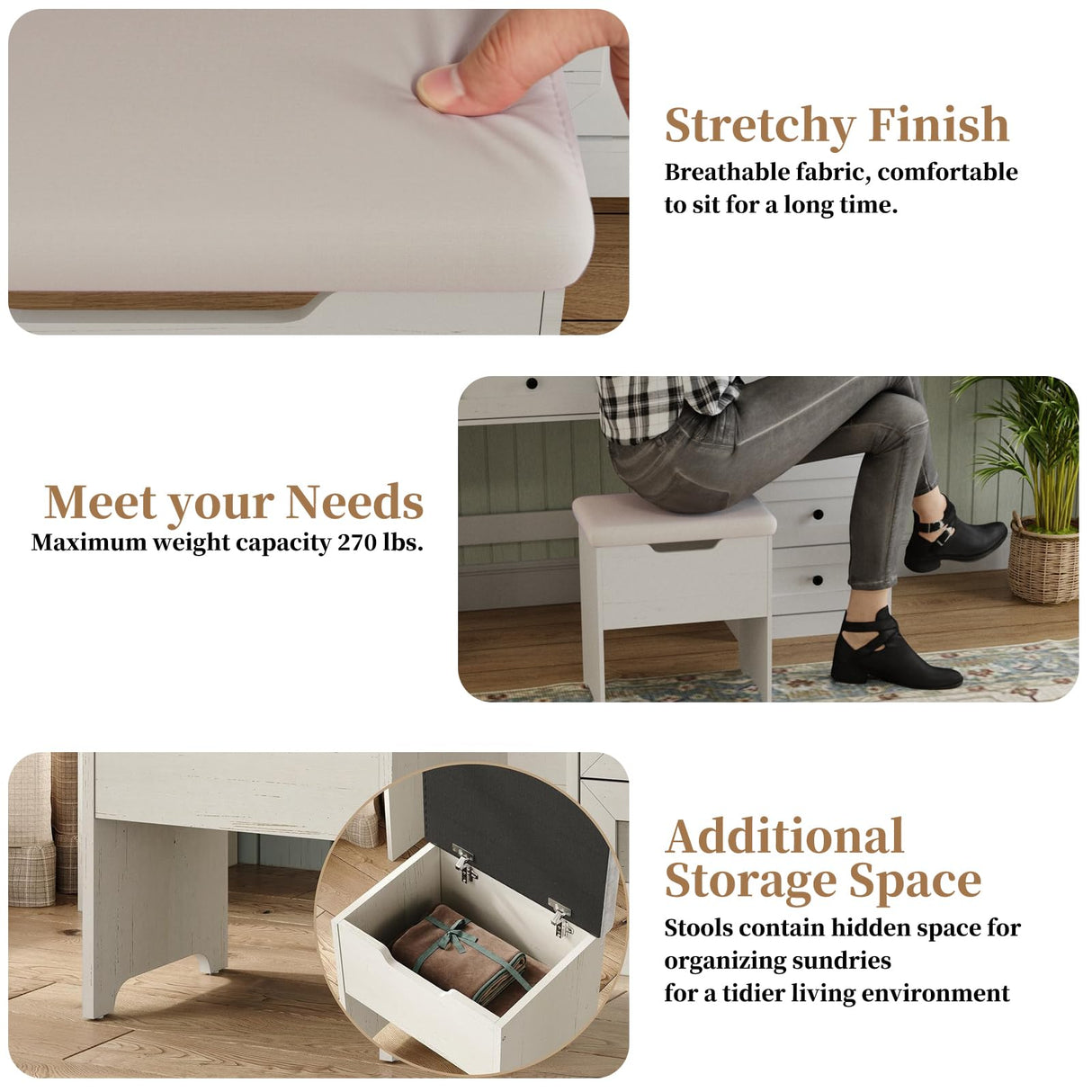 Diwnnue Farmhouse Mirror Large Vanity Desk with LED Bulbs, Makeup Vanity Table Set with Glass Tabletop, Charging Station & Power Outlet, Adjustable Lighting Modes, Bedroom, White Diwnnue