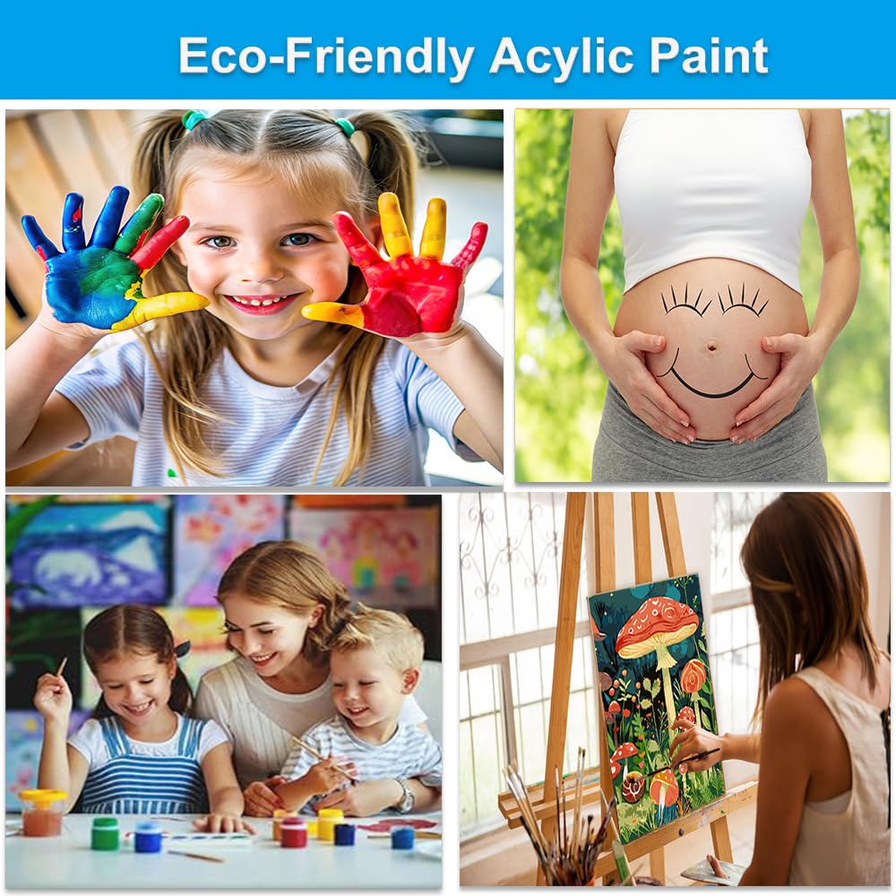 Artunion Mushroom Paint by Numbers for Adults, Forest Paint by Number Kits, DIY Oil Painting Paint by Number Kits on Canvas Arts Craft for Home Wall Decor 16x20 Inch Artunion